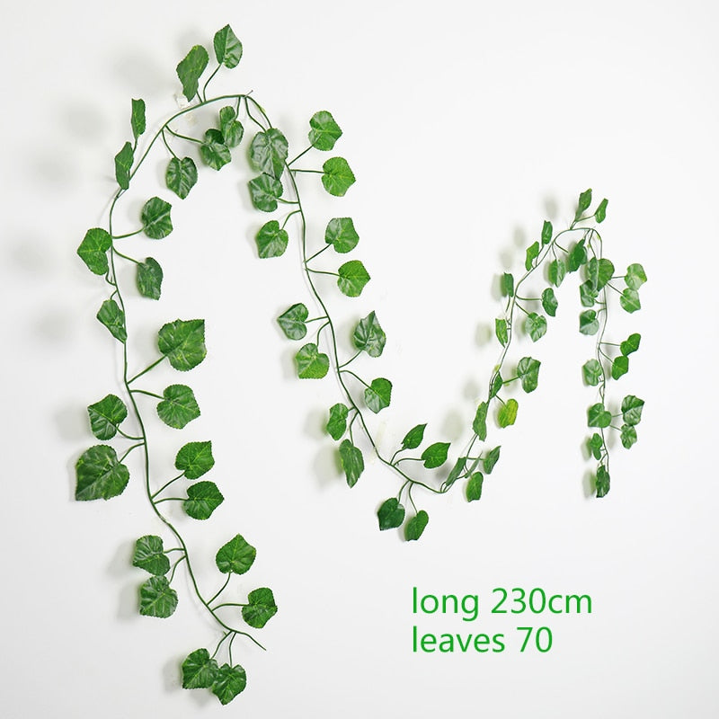 230cm Artificial ivy green silk artificial hanging vines leaf plants vines leaves 1Pcs diy Wall Decor Artificial Plants vine