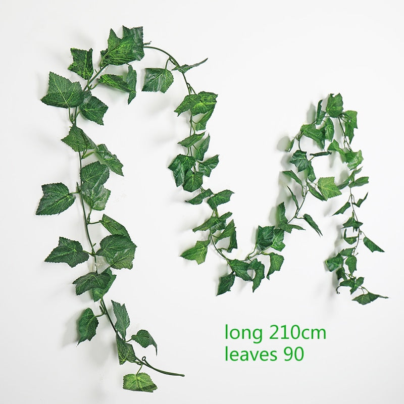 230cm Artificial ivy green silk artificial hanging vines leaf plants vines leaves 1Pcs diy Wall Decor Artificial Plants vine