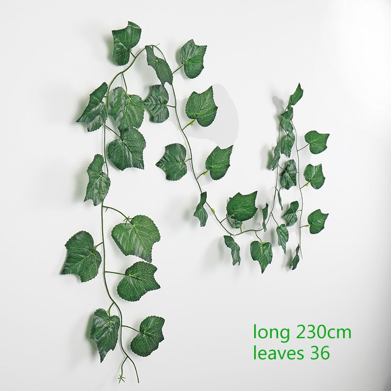 230cm Artificial ivy green silk artificial hanging vines leaf plants vines leaves 1Pcs diy Wall Decor Artificial Plants vine