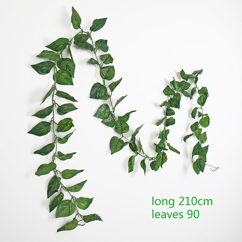 230cm Artificial ivy green silk artificial hanging vines leaf plants vines leaves 1Pcs diy Wall Decor Artificial Plants vine