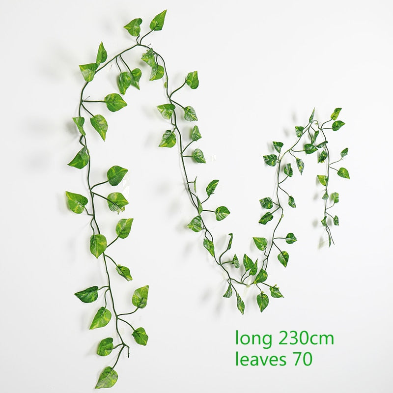 230cm Artificial ivy green silk artificial hanging vines leaf plants vines leaves 1Pcs diy Wall Decor Artificial Plants vine