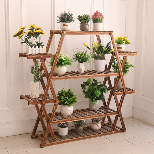 Large Triangular Wood Plant Stand Indoor 8 Tier Flower Pot Holder Shelf Corner Display Rack Organizer Shelves