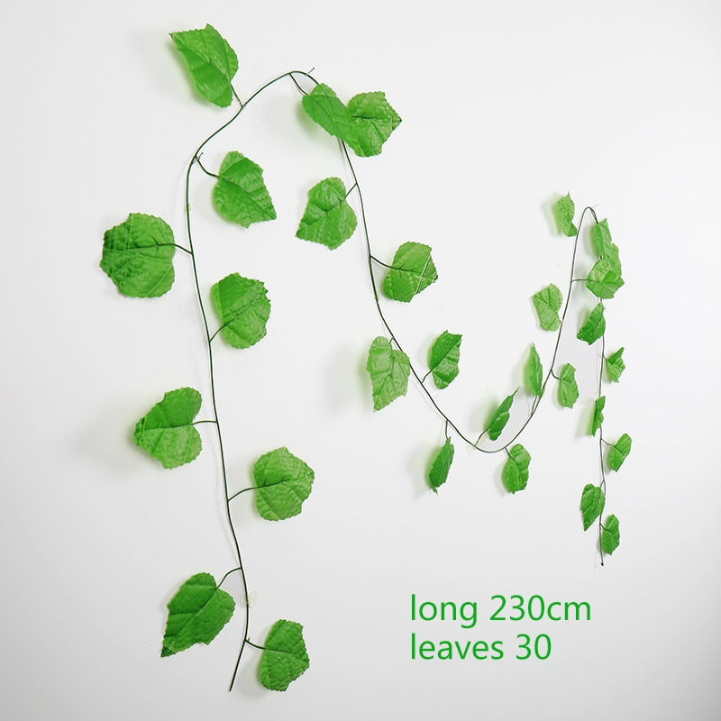 230cm Artificial ivy green silk artificial hanging vines leaf plants vines leaves 1Pcs diy Wall Decor Artificial Plants vine