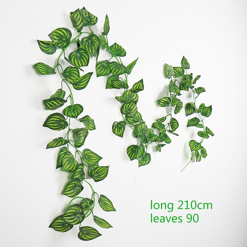 230cm Artificial ivy green silk artificial hanging vines leaf plants vines leaves 1Pcs diy Wall Decor Artificial Plants vine