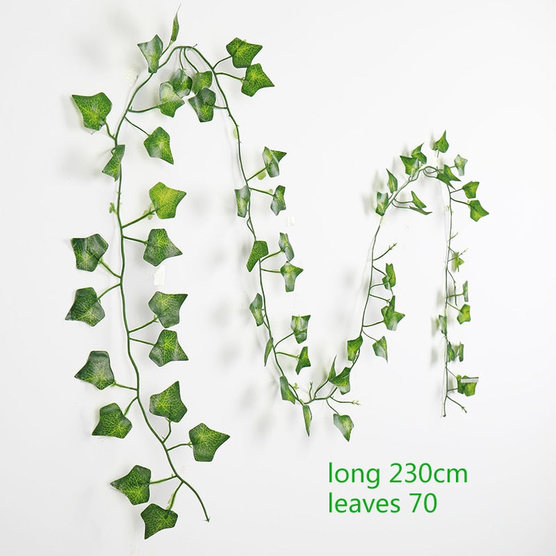 230cm Artificial ivy green silk artificial hanging vines leaf plants vines leaves 1Pcs diy Wall Decor Artificial Plants vine