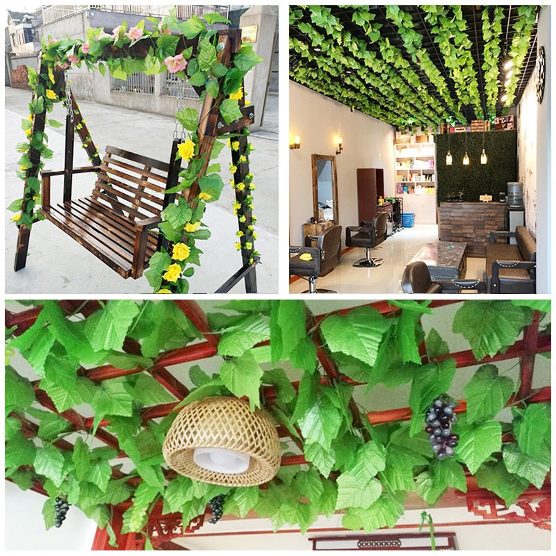 230cm Artificial ivy green silk artificial hanging vines leaf plants vines leaves 1Pcs diy Wall Decor Artificial Plants vine