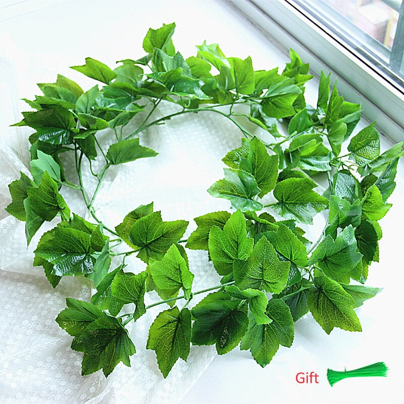 230cm Artificial ivy green silk artificial hanging vines leaf plants vines leaves 1Pcs diy Wall Decor Artificial Plants vine