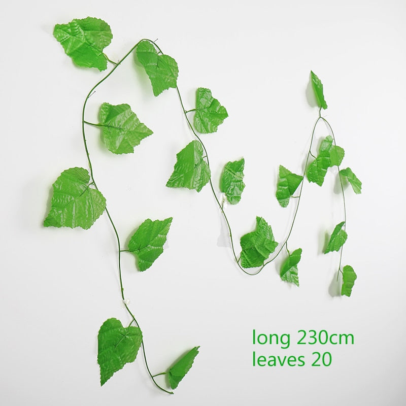 230cm Artificial ivy green silk artificial hanging vines leaf plants vines leaves 1Pcs diy Wall Decor Artificial Plants vine