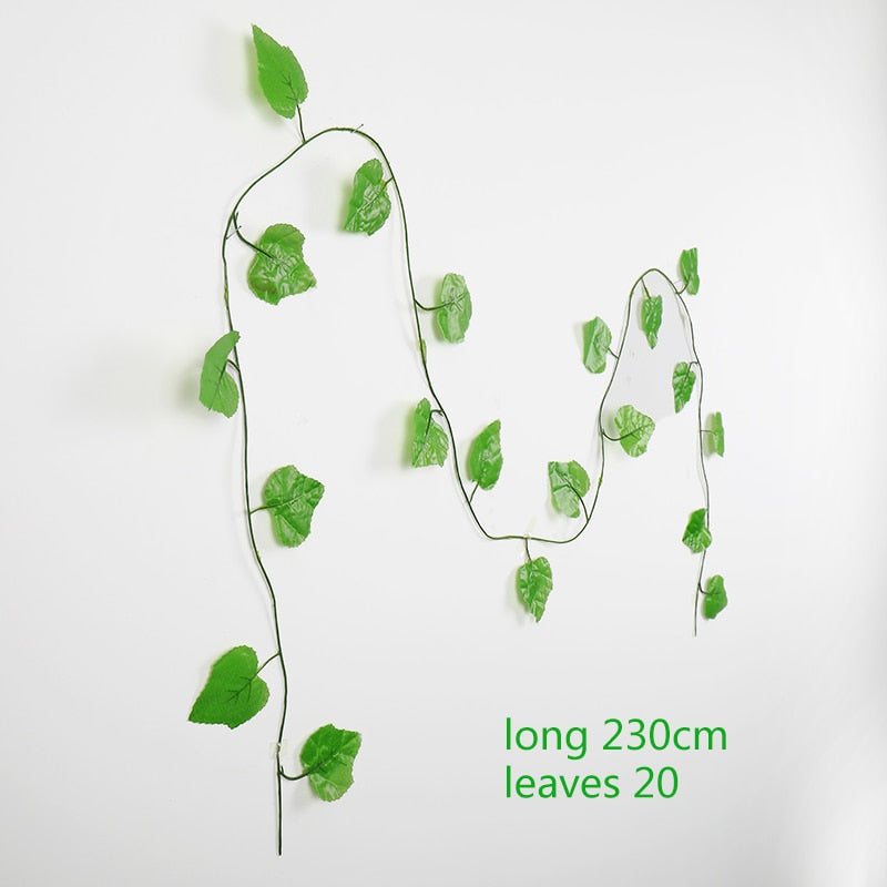 230cm Artificial ivy green silk artificial hanging vines leaf plants vines leaves 1Pcs diy Wall Decor Artificial Plants vine