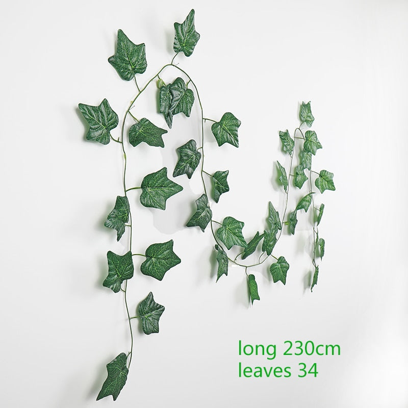 230cm Artificial ivy green silk artificial hanging vines leaf plants vines leaves 1Pcs diy Wall Decor Artificial Plants vine