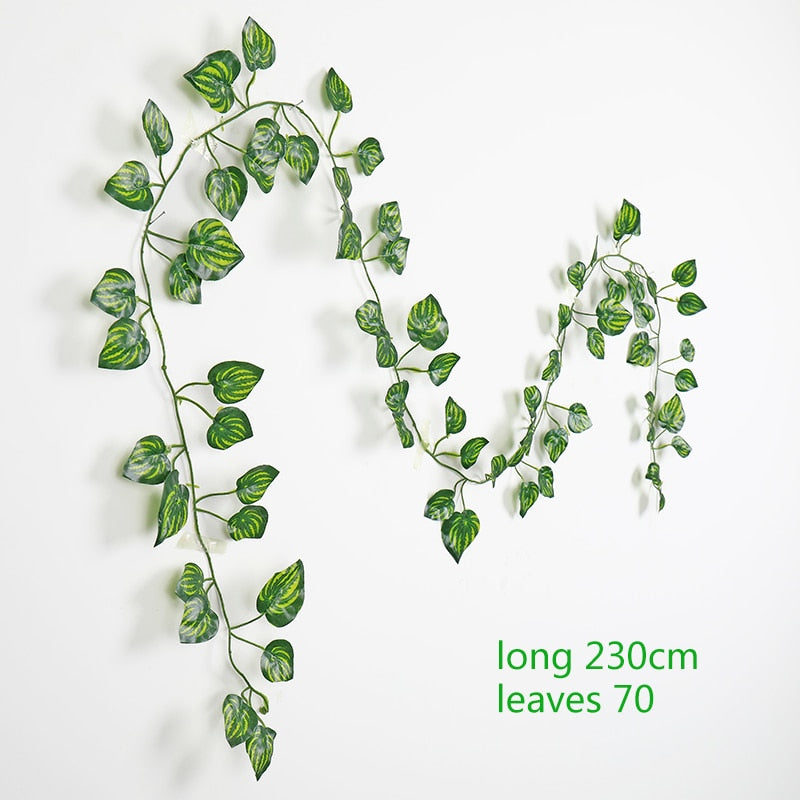 230cm Artificial ivy green silk artificial hanging vines leaf plants vines leaves 1Pcs diy Wall Decor Artificial Plants vine