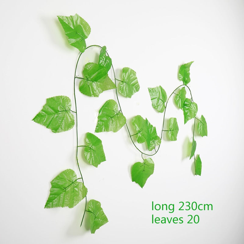 230cm Artificial ivy green silk artificial hanging vines leaf plants vines leaves 1Pcs diy Wall Decor Artificial Plants vine