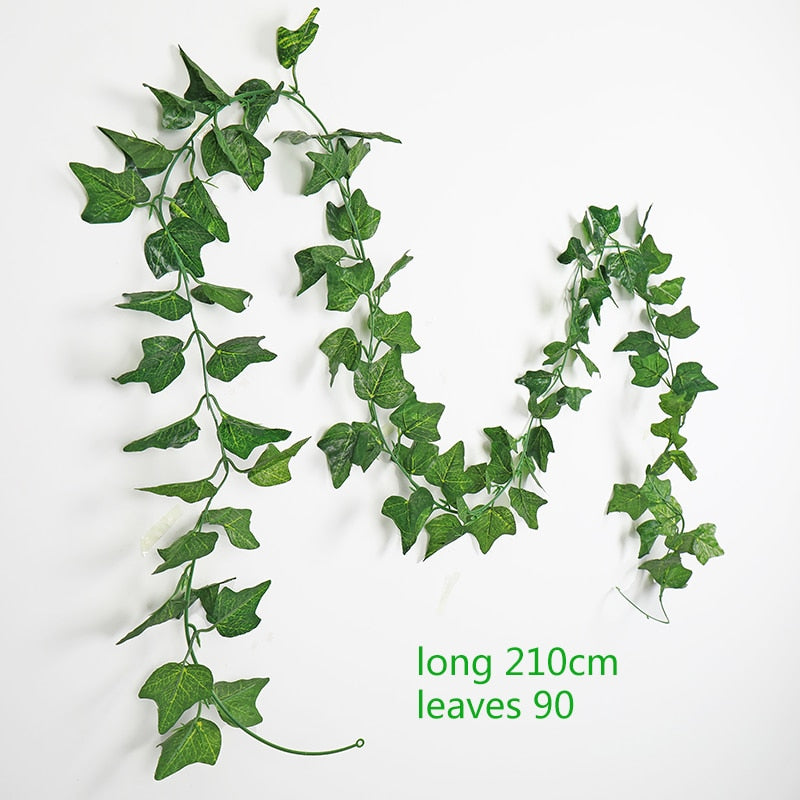 230cm Artificial ivy green silk artificial hanging vines leaf plants vines leaves 1Pcs diy Wall Decor Artificial Plants vine